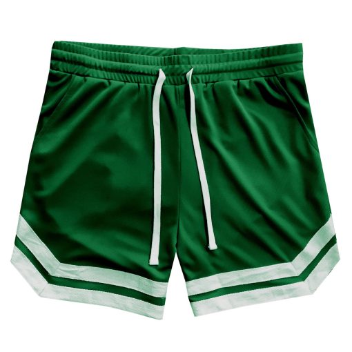 Vintage Striped Logo Mens Mesh Basketball Shorts With Pockets - Image 10