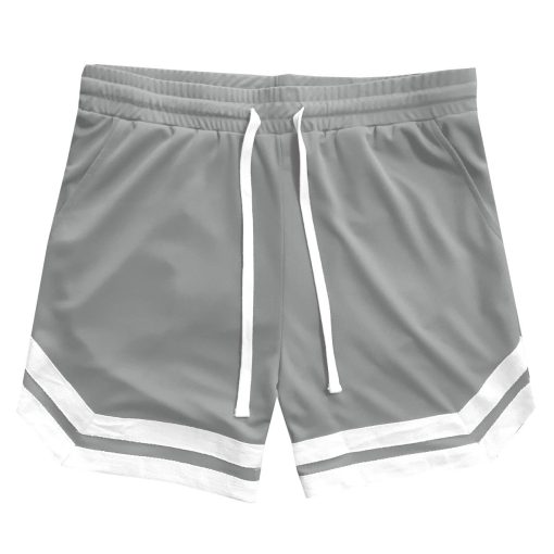 Vintage Striped Logo Mens Mesh Basketball Shorts With Pockets - Image 9