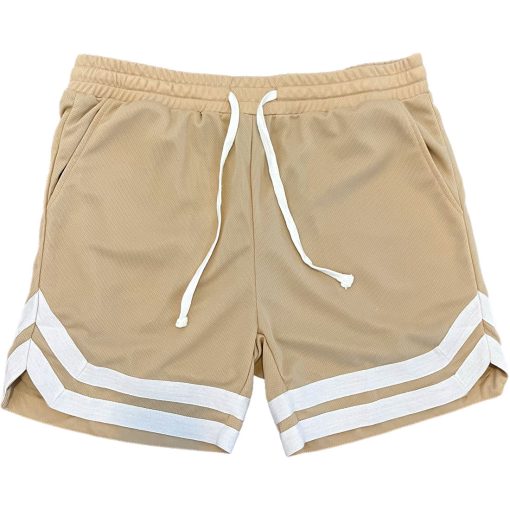 Vintage Striped Logo Mens Mesh Basketball Shorts With Pockets - Image 11
