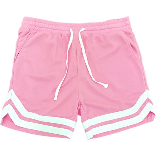 Vintage Striped Logo Mens Mesh Basketball Shorts With Pockets - Image 13