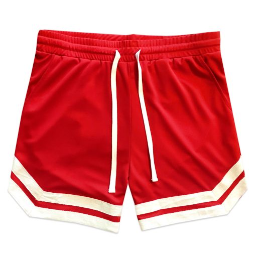 Vintage Striped Logo Mens Mesh Basketball Shorts With Pockets - Image 3