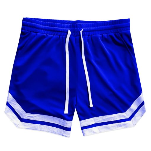 Vintage Striped Logo Mens Mesh Basketball Shorts With Pockets - Image 4