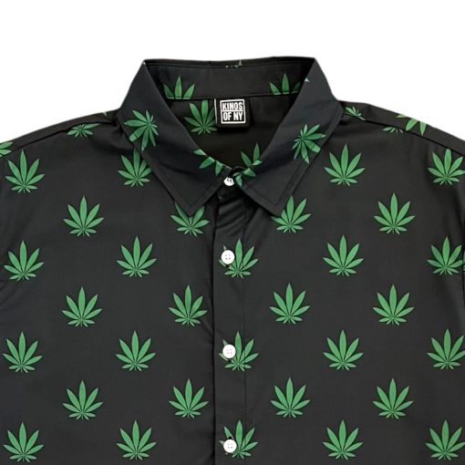 Weed Leaf Men’s Short Sleeve Button Down Shirt - Image 3