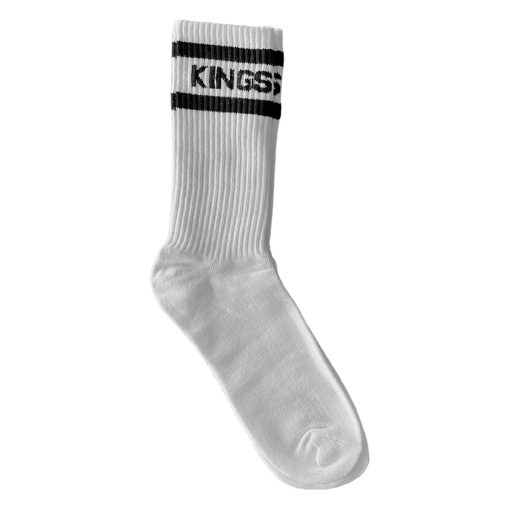 White And Black Logo Men's Striped Socks - Image 2