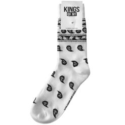 White Bandana Paisley Print Mens Crew Socks