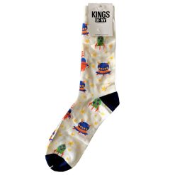White Spaceship Ufo Alien Mens Cotton Socks
