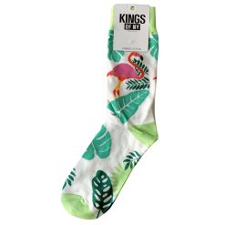 White Tropical Pink Flamingo Mens Cotton Socks