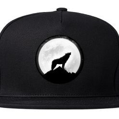 Wolf Howling Moon Snapback Hat