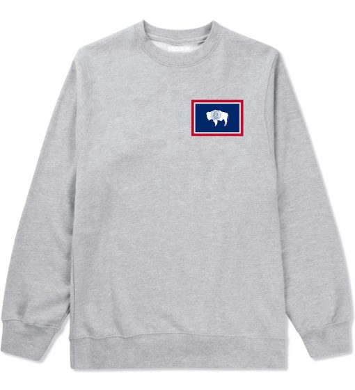 Wyoming State Flag WY Chest Mens Crewneck Sweatshirt - Image 3