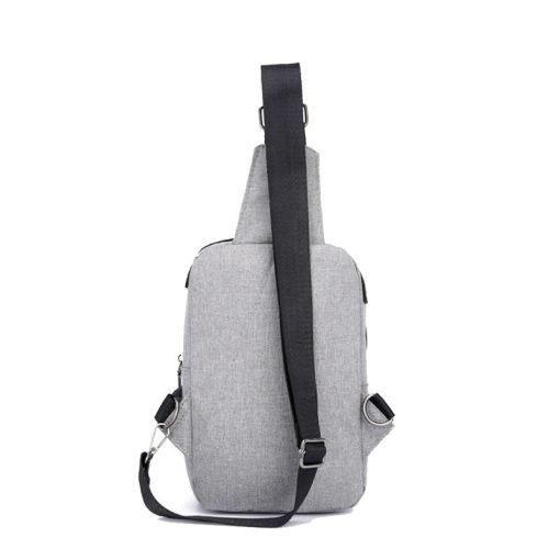 Yellow Logo USB Charging Cross Body Chest Bag (BLACK/GREY/BLUE) - Image 5