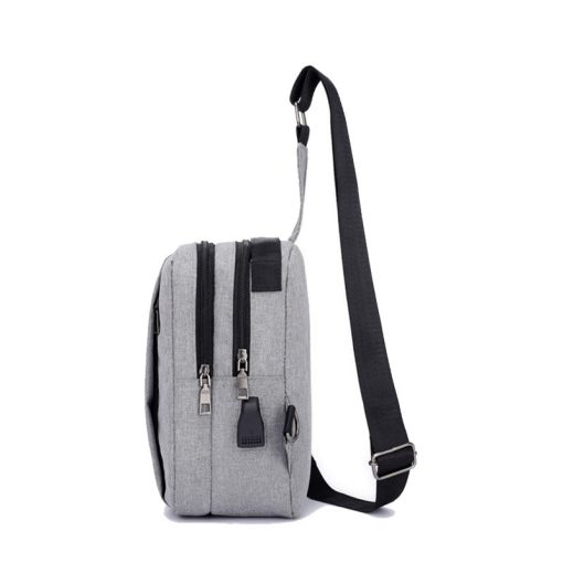 Yellow Logo USB Charging Cross Body Chest Bag (BLACK/GREY/BLUE) - Image 4