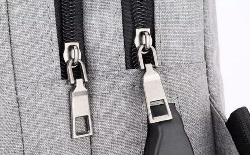 Yellow Logo USB Charging Cross Body Chest Bag (BLACK/GREY/BLUE) - Image 6