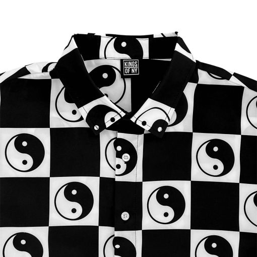 Yin Yang Symbol Men’s Short Sleeve Button Down Shirt - Image 2