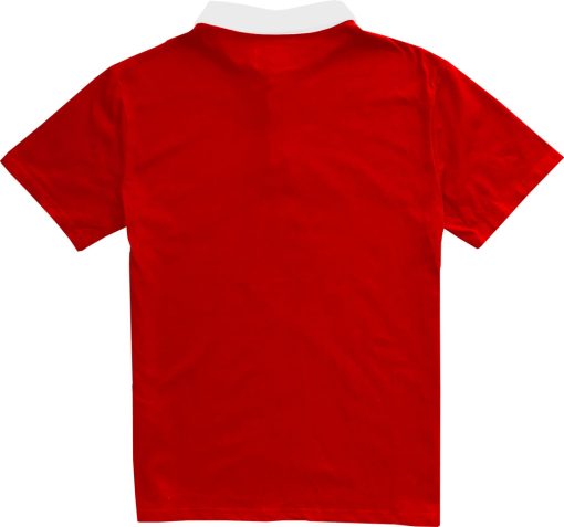 Classic Red and White Striped Mens Short Sleeve Polo Rugby Shirt - Image 2