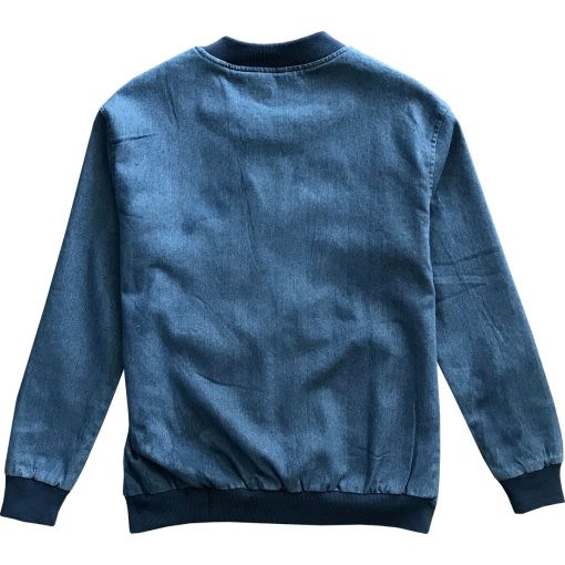 Blue Denim Mens Classic Bomber Jacket - Image 2