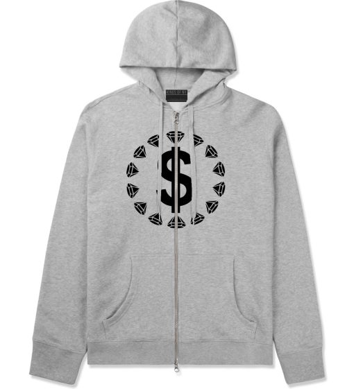 Diamonds Money Sign Logo Zip Up Hoodie Hoody - Image 2