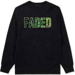 Faded Marijuana Weed Print Crewneck Sweatshirt