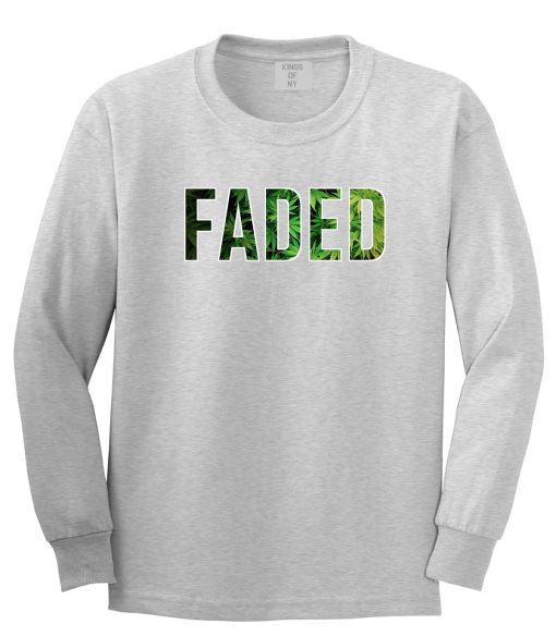Faded Marijuana Weed Print Long Sleeve T-Shirt - Image 2