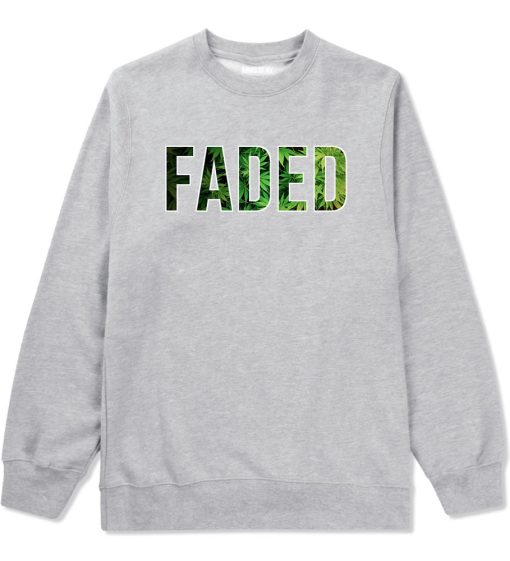 Faded Marijuana Weed Print Crewneck Sweatshirt - Image 2