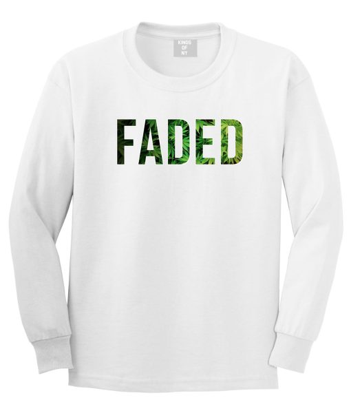 Faded Marijuana Weed Print Long Sleeve T-Shirt - Image 3