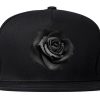 Black Noir Rose Flower Chest Logo Snapback Hat