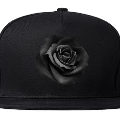 Black Noir Rose Flower Chest Logo Snapback Hat