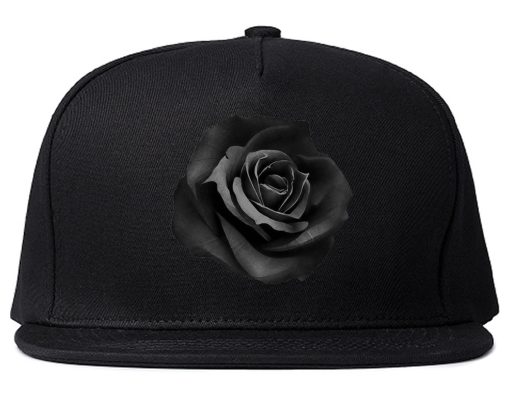 Black Noir Rose Flower Chest Logo Snapback Hat