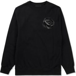 Black Noir Rose Flower Chest Logo Crewneck Sweatshirt