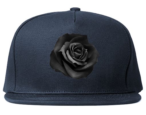 Black Noir Rose Flower Chest Logo Snapback Hat - Image 2