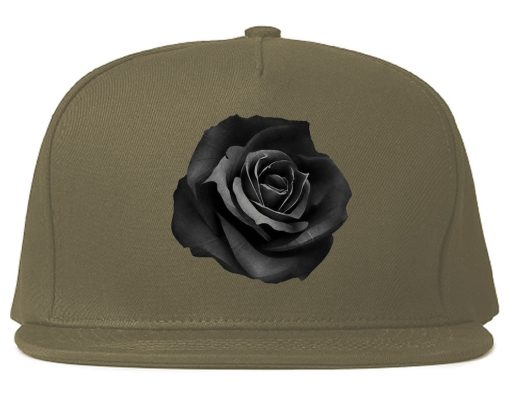 Black Noir Rose Flower Chest Logo Snapback Hat - Image 3