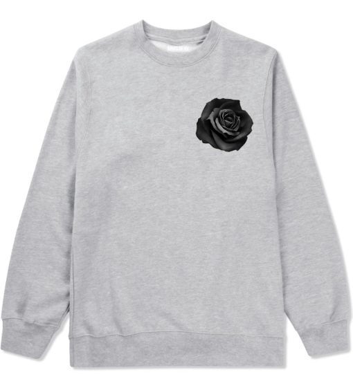 Black Noir Rose Flower Chest Logo Crewneck Sweatshirt - Image 3