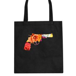 Floral Gun Flower Print Colt 45 Revolver Tote Bag