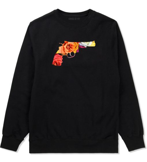 Floral Gun Flower Print Colt 45 Revolver Crewneck Sweatshirt
