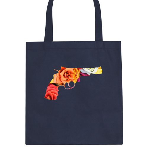 Floral Gun Flower Print Colt 45 Revolver Tote Bag - Image 2