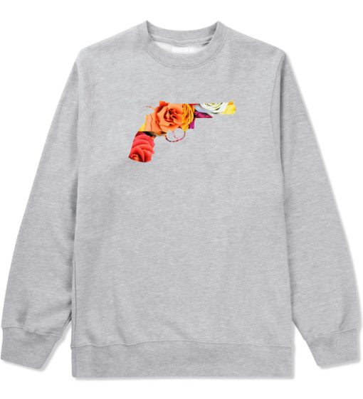 Floral Gun Flower Print Colt 45 Revolver Crewneck Sweatshirt - Image 2