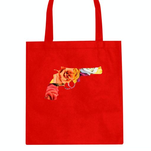 Floral Gun Flower Print Colt 45 Revolver Tote Bag - Image 4