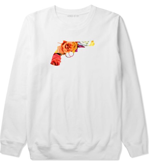 Floral Gun Flower Print Colt 45 Revolver Crewneck Sweatshirt - Image 3