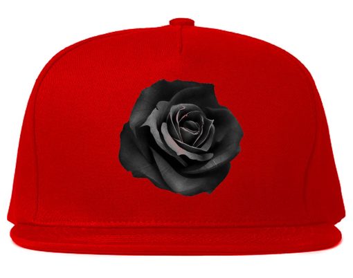 Black Noir Rose Flower Chest Logo Snapback Hat - Image 4