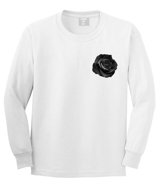 Black Noir Rose Flower Chest Logo Long Sleeve T-Shirt - Image 2