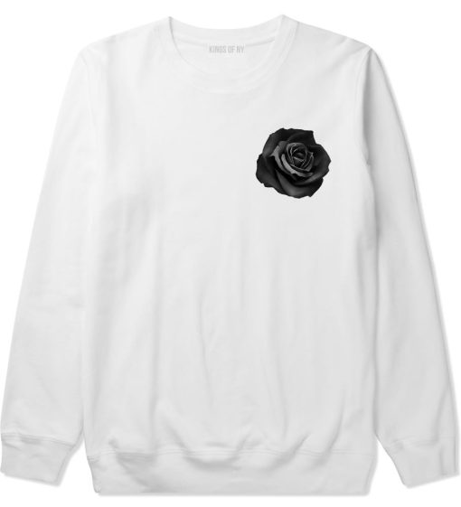 Black Noir Rose Flower Chest Logo Crewneck Sweatshirt - Image 2