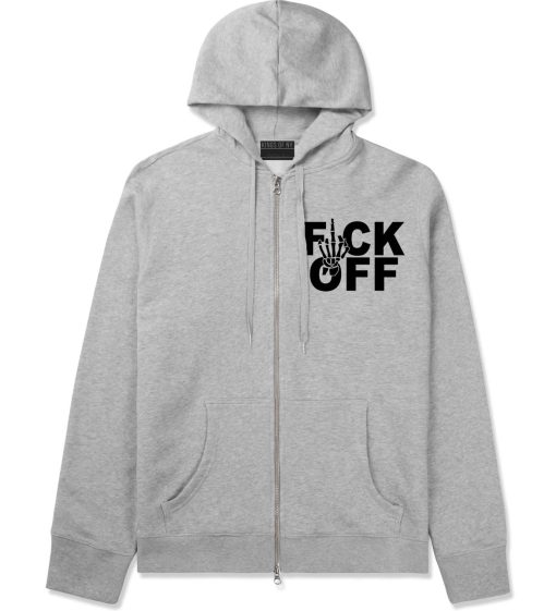 FCK OFF Skeleton Hand Zip Up Hoodie Hoody - Image 2