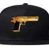 Gold Gun 9mm Revolver Chrome 45 Snapback Hat