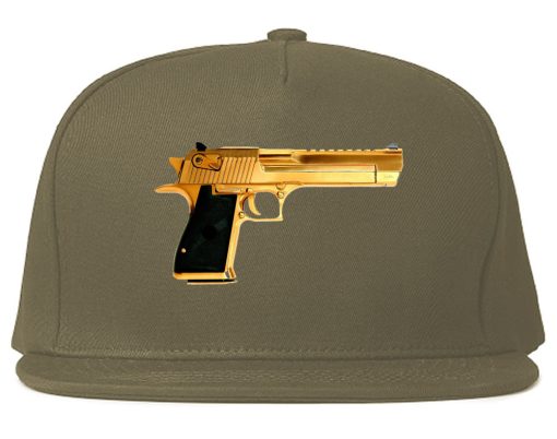 Gold Gun 9mm Revolver Chrome 45 Snapback Hat - Image 3