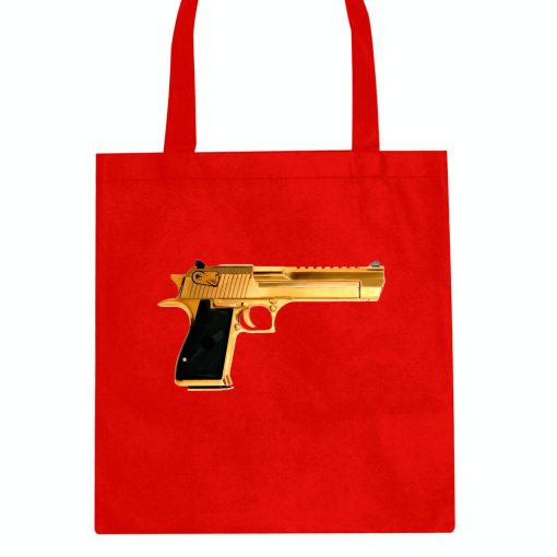 Gold Gun 9mm Revolver Chrome 45 Tote Bag - Image 4