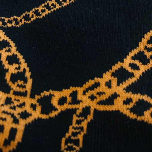 Black Gold Cuban Link Chains Pattern Mens Crew Socks - Image 2