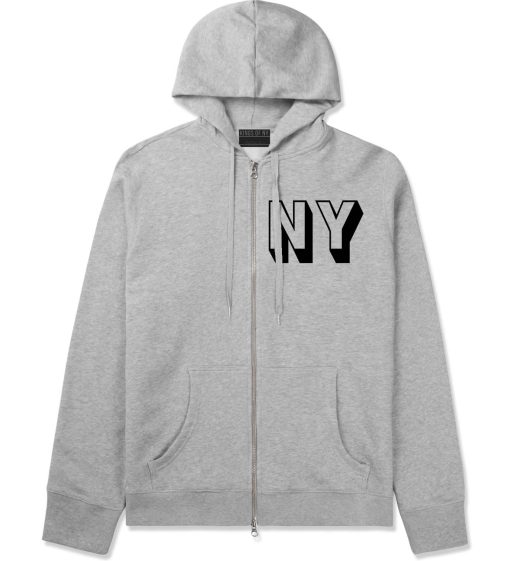NY Block Letter New York Zip Up Hoodie - Image 2