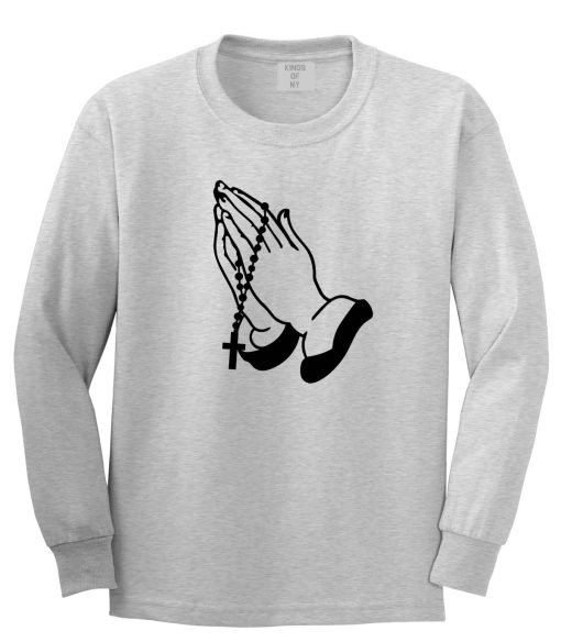 Prayer Hands Praying Rosary Long Sleeve T-Shirt - Image 2