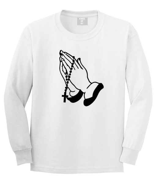 Prayer Hands Praying Rosary Long Sleeve T-Shirt - Image 3