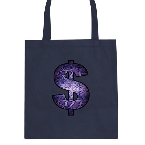 Snakeskin Money Sign Purple Animal Print Tote Bag - Image 2