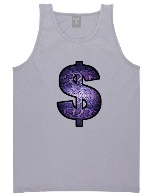 Snakeskin Money Sign Purple Animal Print Tank Top - Image 2